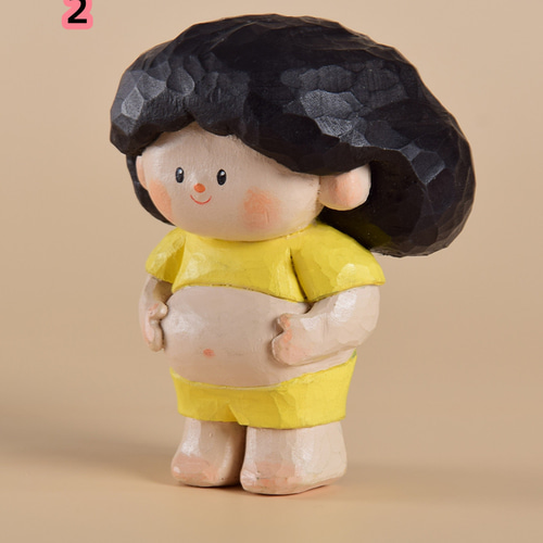 カップルの日常 木彫りの キャラクター 置物 ギフト プレゼント ギフト
