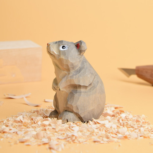 鼠木彫り 鼠 ネズミ ねずみ 木彫り 骨董 オブジェ 天然木 古民藝 彫刻