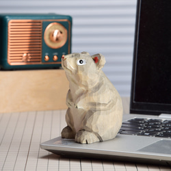 愛い　木彫りの  ネズミ匹　置物 ギフト　プレゼント　ギフトラッピング 1枚目の画像