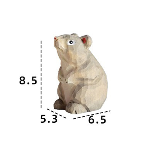 愛い 木彫りの ネズミ匹 置物 ギフト プレゼント ギフトラッピング