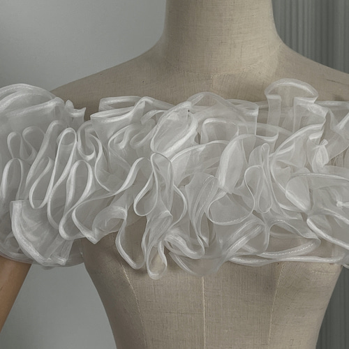 送料無料！取り外しオフショルダー オーガンジー 編み上げ