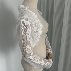 送料無料！ボレロ ロングスリーブ 贅沢な総レース  ポンチョ  デザイン感  ウエディングドレス  可愛い 3枚目の画像