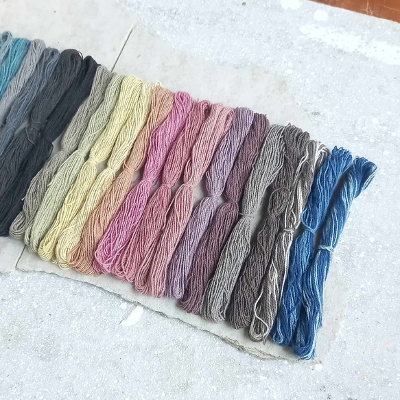 12m x 24 彩色套裝（所有顏色）/植物染色棉線，厚度 0.7mm/繡花線，刺子線，十字繡，包邊 第2張的照片