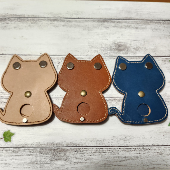 本革　猫　ドアスコープカバー　覗き見防止　ハンドメイド 2枚目の画像