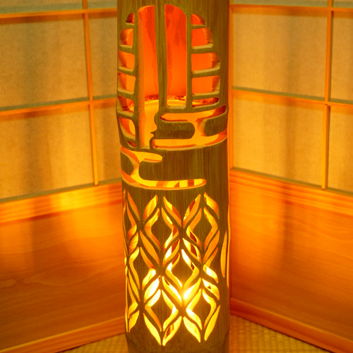 全面彫 竹あかり・竹灯り・竹灯籠・竹灯篭・竹ランプ ～～ ☆光影  