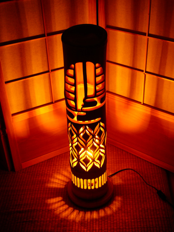 全面彫竹灯り・竹あかり・竹灯籠・竹ランプ 繊細彫り～癒しの灯り