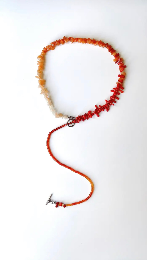 天然石ネックレス　赤珊瑚ネックレス　メンズネックレス　レディースネックレス 8枚目の画像