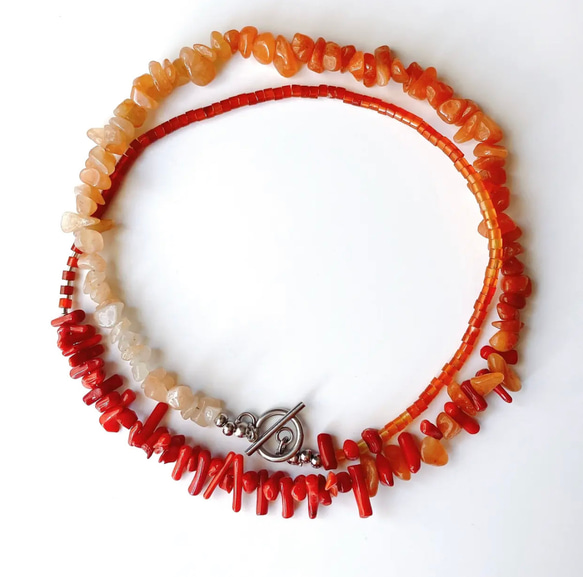 天然石ネックレス　赤珊瑚ネックレス　メンズネックレス　レディースネックレス 20枚目の画像