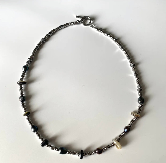 メンズネックレス　パールネックレス　パールブレスレット　天然石ブレスレット　天然石ネックレス　ブラックパール　 9枚目の画像