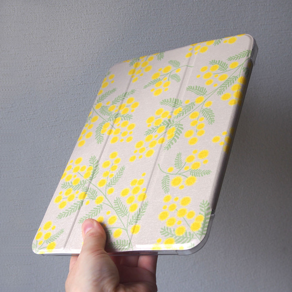 附筆收納功能的筆記本iPad保護套 [早春含羞草] 軟保護套型附三折支架功能 第6張的照片