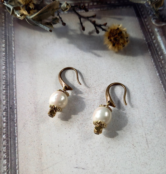 ジャパンヴィンテージパールのピアス ピアス（フック・チェーン 