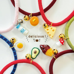 ゆっち首輪　ハンドメイド ミニチュアフード付き♪ デリシャスにゃ首輪 猫首輪 軽い セーフティ