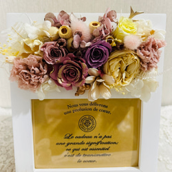 母の日　結婚式　プリザーブドフラワー・フォトフレームアレンジメント　Ａ　クリアBOX付き 6枚目の画像