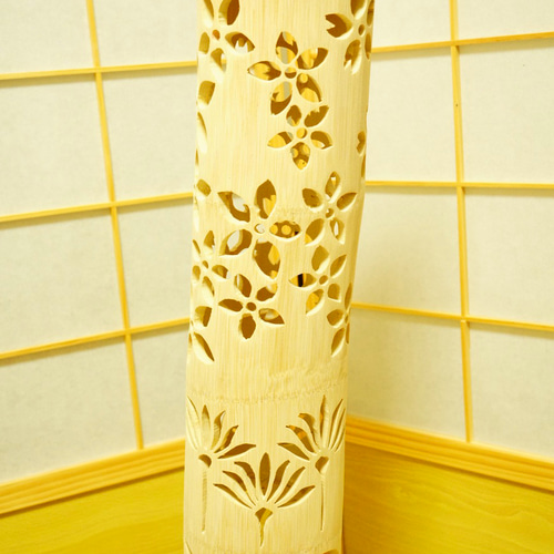 ☆希少曲がり竹☆ 全面彫 竹あかり・竹灯り・竹灯籠・竹灯篭・竹ランプ  