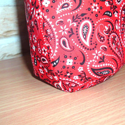 【割引セール1200円➡900円】真っ赤なペイズリー柄ミニトートバッグ　B5サイズ　　 4枚目の画像