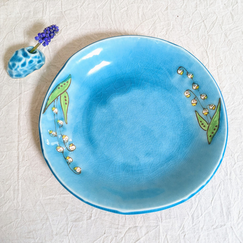 スズラン柄の深めな器(カレー皿) 大皿 アトリエ翡翠 通販 17413231