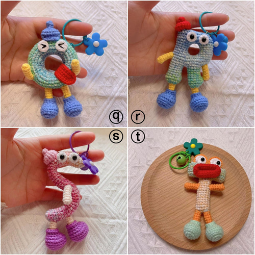 キーホルダーアルファベットイニシャル編みぐるみ 誕生日 贈り物