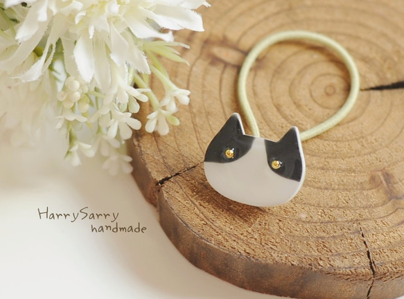 NO 5 レジン ヘアゴム ハンドメイド 猫ちゃん