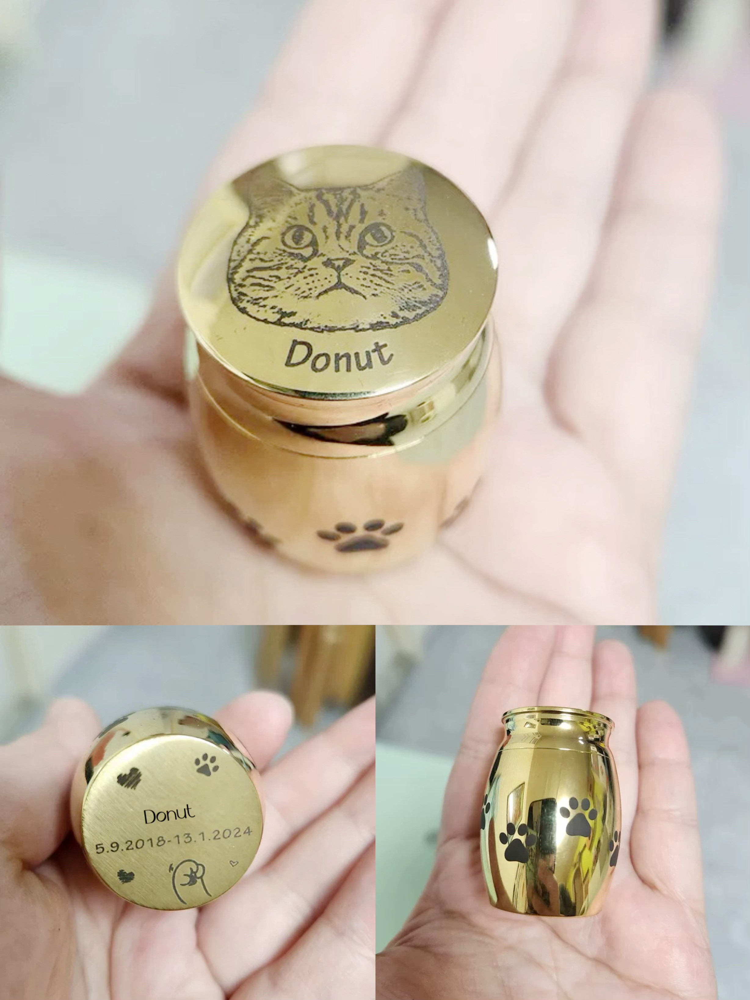 天使の缶　レーザー彫刻の缶（ペットの遺骨、毛などを入れられる）動物　犬　猫　うさぎ　鳥　ハムスター