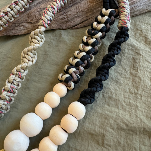 wood ball パラコードストラップ monotone×brown ネック