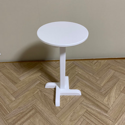 木製丸型サイドテーブル（ホワイト）【受注製作販売】 1枚目の画像