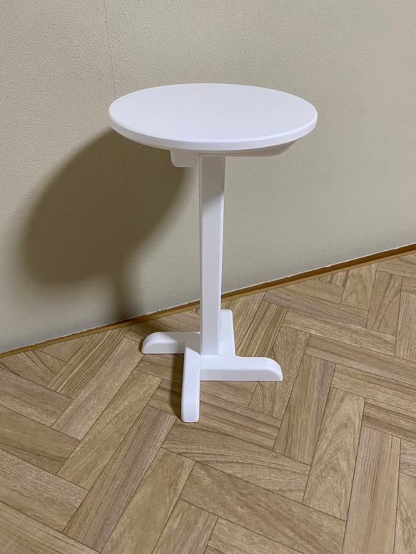 木製丸型サイドテーブル（ホワイト）【受注製作販売】 6枚目の画像