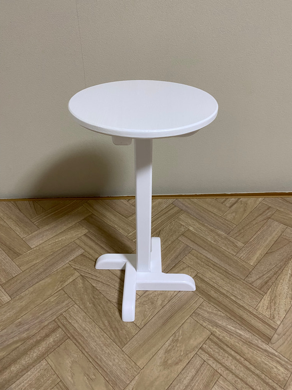 木製丸型サイドテーブル（ホワイト）【受注製作販売】 2枚目の画像