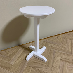 木製丸型サイドテーブル（ホワイト）【受注製作販売】 5枚目の画像