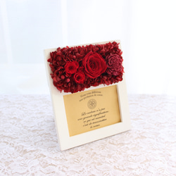 赤バラのフラワー フォトフレーム　白　還暦祝い 誕生日　お祝い  記念日 写真立て 花 プリザ プリザーブドフラワー 　 2枚目の画像