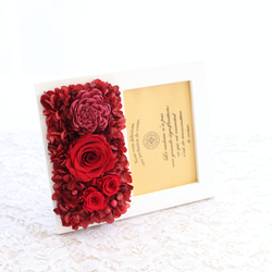 赤バラのフラワー フォトフレーム　白　還暦祝い 誕生日　お祝い  記念日 写真立て 花 プリザ プリザーブドフラワー 　 5枚目の画像