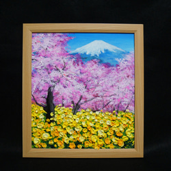 油絵 油彩 油彩画 絵 絵画 【鳥居の夕富士】