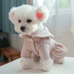 スナップボタン式 ペット用セーラー服 レターパッチデコレーション セーラーカラー 犬用 淡いピンク色 cht-1073 3枚目の画像