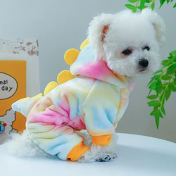 ペットウェア 通気性 ラウンジウェア パーカー 犬服 猫服 フリース 恐竜 コスチューム フード付き cht−1075 6枚目の画像