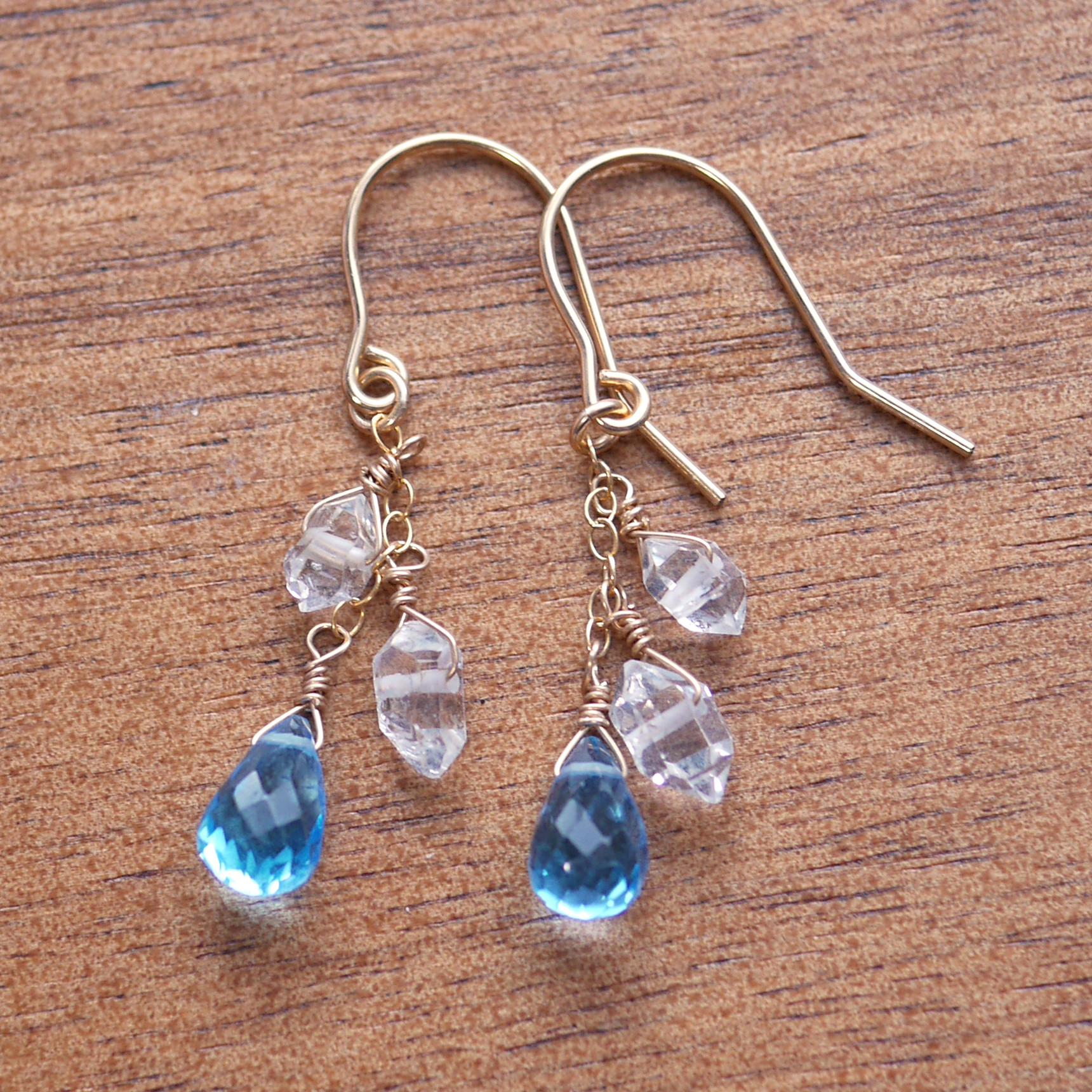 ピアス☆宝石質 ハーキマーダイヤモンド・スイスブルートパーズ