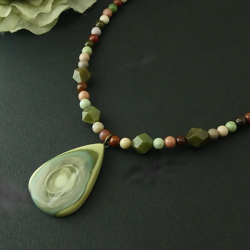 天然石チョーカー　「インペリアル・ジャスパー」-1. 高品質　レア石　貴重　和風カラー　天然石チョーカー