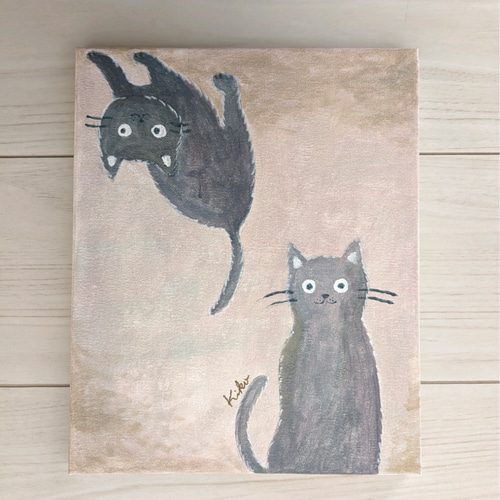絵画。原画【本を読むのが好きな熊ちゃんと小鳥】 絵画 アカザ麦