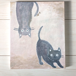 キャンバスアート　原画　「灰色の猫」 4枚目の画像