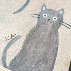 キャンバスアート　原画　「灰色の猫」 6枚目の画像