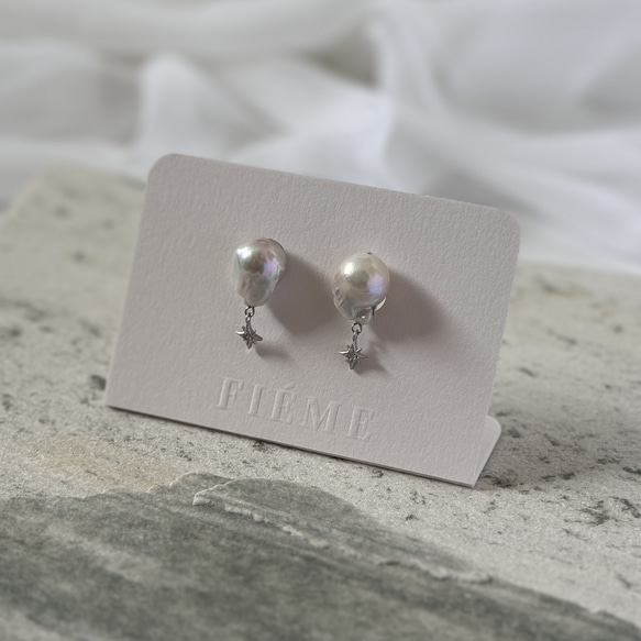 バロックパール　オイスターパール　結婚式　ピアス　イヤリング バロックパールピアス / イヤリング ＊ オイスターパール / 一粒