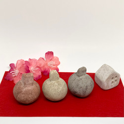 「三色団子のお花見邸」春の和風オリジナルインテリア　珍しい置物が好きな方に　陶器のオブジェ　素焼きのおうち　4月 5枚目の画像