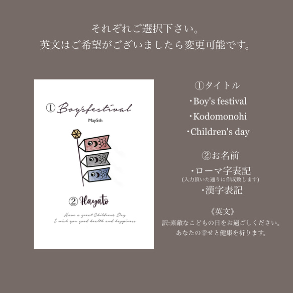 【フレーム付】こどもの日 子供の日 鯉のぼり 端午の節句 名前入り クリアポスター フレーム付き おうちフォト 2枚目の画像