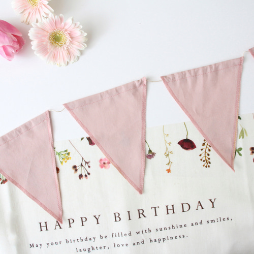 2点set】ふんわりリボンクラウン＆フラッグガーランド くすみピンク