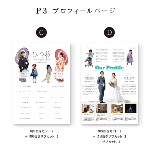 結婚式プロフィールブック席次表なし [4Pパターンオーダーメイド長方形 