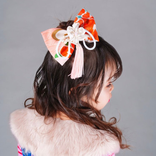 送料無料】成人式 卒業式 小学生 髪飾り オレンジ 大正ロマン 小梅