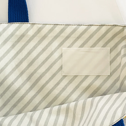 大きめサイズ　働く車レッスンバック　グレー/11号帆布セルリアンブルー切替　ループ　35×45 8枚目の画像