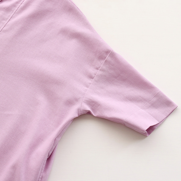 從春天穿到秋天都可以！柔軟身體覆蓋亞麻人造絲罩衫連身裙（粉紅色）OP34。 第14張的照片