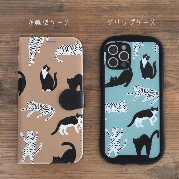 iPhone 手帳型スマホケース【meow! meow! cat 】猫/ネコ 7枚目の画像