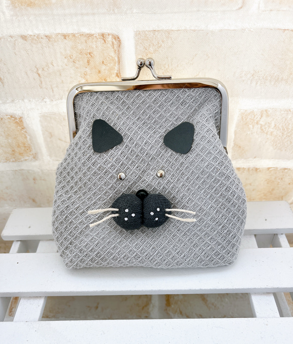 ねこ( ΦωΦ ) がま口ポーチ がま口 mofu_mofu_club 通販｜Creema  