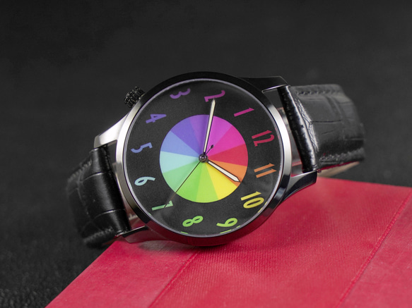 逆時針手錶 彩虹數字 黑色錶殼 全球免運 第3張的照片