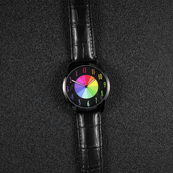 逆時針手錶 彩虹數字 黑色錶殼 全球免運 第4張的照片